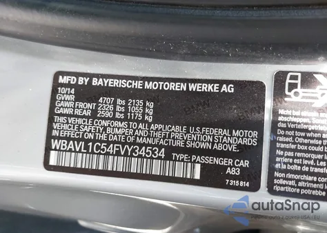 2015 BMW X1 xDrive28I z USA, uszkodzony, nr VIN WBAVL1C54FVY34534